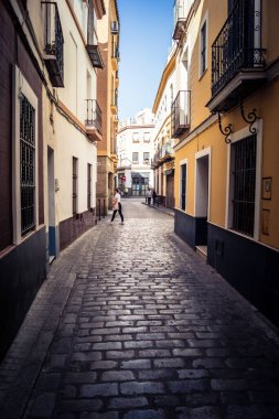 Seville, İspanya, 21 Eylül 2025 Sevilla şehir merkezindeki tarihi binaların ve sokakların manzarası.