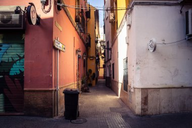 Seville, Spain, September 21, 2025 Streets and cityscape of the buildings in the historic district in downtown Seville.