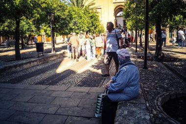 Cordoba, İspanya, 2 Ekim 2025. Turistler Cordoba Camii Katedrali 'ni ziyaret ediyorlar. Eski camii nedeniyle resmi olarak 