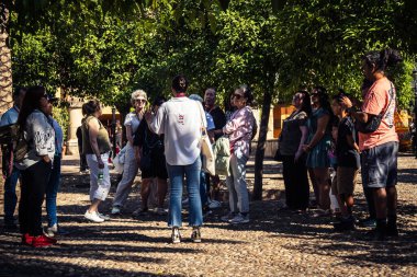 Cordoba, İspanya, 2 Ekim 2025. Turistler Cordoba Camii Katedrali 'ni ziyaret ediyorlar. Eski camii nedeniyle resmi olarak 