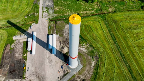 Torre Para Uma Turbina Eólica Construção Vista Canteiro Obras Usina — Fotografia de Stock