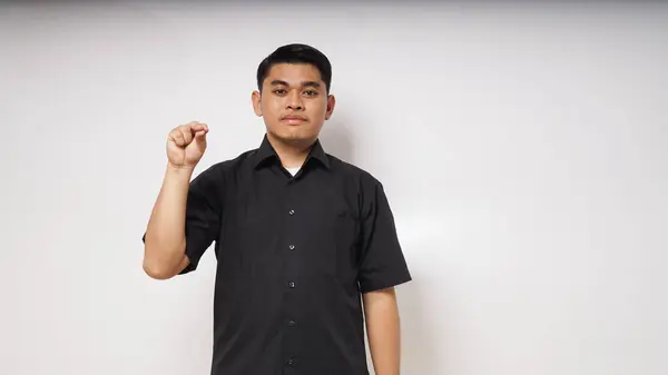 asian man is using sign language with hand. learn sign language by hand. ASL American Sign Language