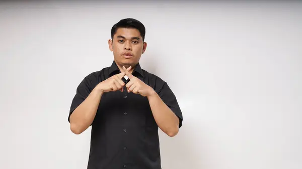 asian man is using sign language with hand. learn sign language by hand. ASL American Sign Language