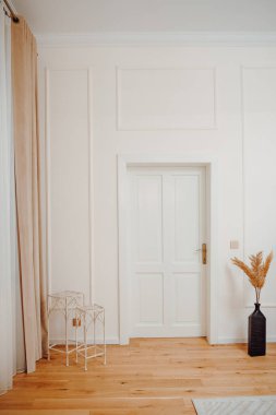 Interior of comfortable modern and stylish bedroom. Luxury interior design in modern apartment