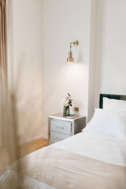 Details of high end home design with exquisite furniture, wooden floors and modern carpet