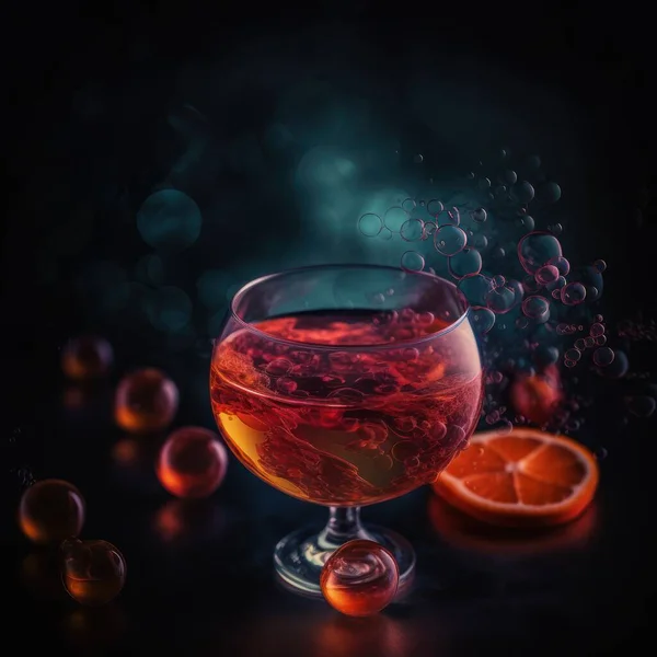 Boyutlu Limon Portakallı Yüksek Detaylı Rom Kola Görüntüsü Alkolik Içecek — Stok fotoğraf