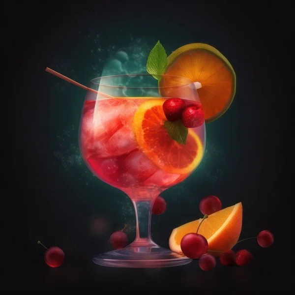 Fruktcocktail Alkoholfri Dryck Mycket Detalj Närbild Detalj Naturlig Fitness Dryck — Stockfoto