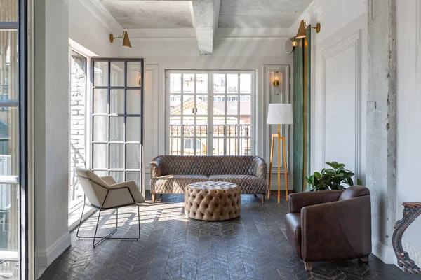 Design Chic Luxueux Chambre Hôtes Avec Des Meubles Anciens Murs — Photo