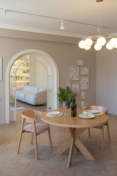 Moderiktig Modern Design Lyx Lägenhet Ljusa Färger Ljus Dag Bakom — Stockfoto