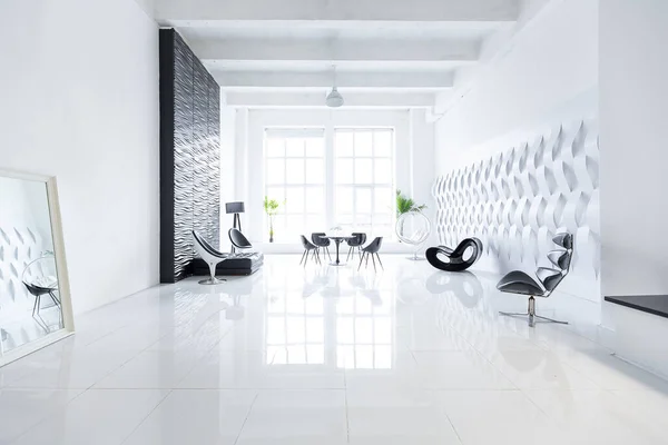 Luxurious Futuristic Trendy Modern Interior Contrasting Black White Colors Interesting — Stock Photo, Image