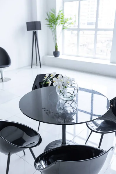 Luxuriöse Futuristische Trendige Moderne Innenausstattung Kontrastierenden Schwarz Weiß Farben Mit — Stockfoto