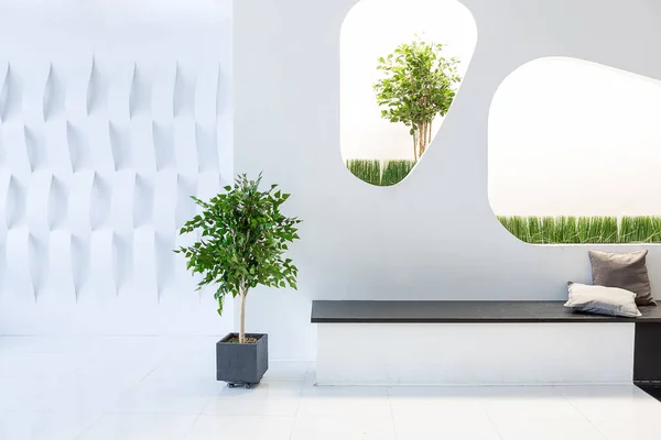 Luxuoso Futurista Moderno Interior Cores Contrastantes Preto Branco Com Mobiliário — Fotografia de Stock
