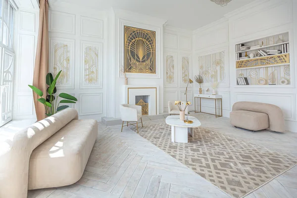 Interior Apartamento Lujo Blanco Como Nieve Con Decoración Estilo Egipcio —  Fotos de Stock