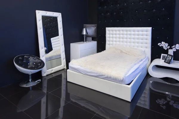 Modern Dark Luxury Black Interior White Chic Furniture Stock Image
