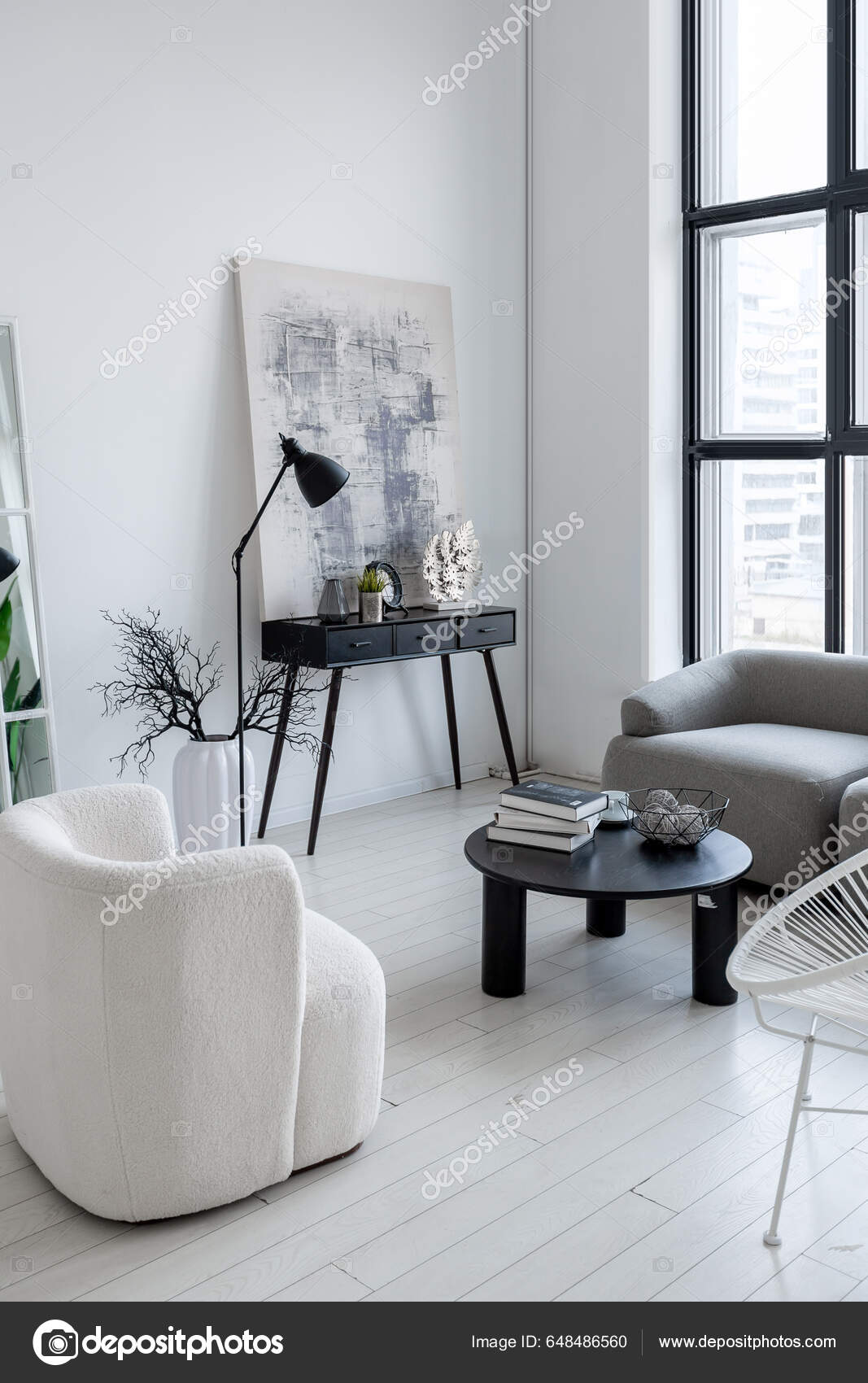 Modern Minimalistic Interior Design Light Bright Monochrome Room Black