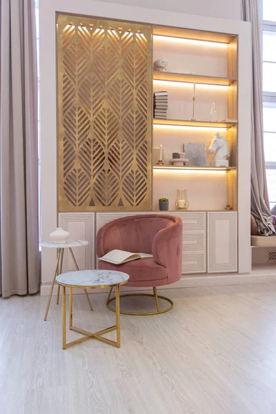 Angolo Leggere Rilassarsi Moderno Lux Trendy Costoso Appartamento Con Una — Foto Stock