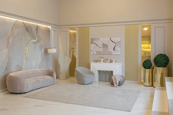 Latest Fashion Home Trends Ultra Modern Elegant Interior Cozy Studio — Stock Photo, Image
