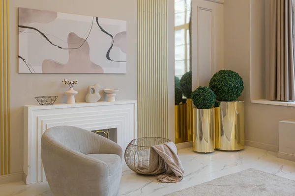 Latest Fashion Home Trends Ultra Modern Elegant Interior Cozy Studio — Stock Photo, Image