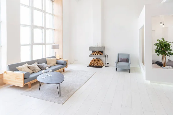 Lyxig Modern Design Studio Lägenhet Med Gratis Layout Minimal Stil — Stockfoto
