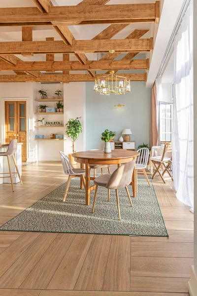 Moderno Caro Apartamento Planta Abierta Lujo Rico Interior Estilo Escandinavo —  Fotos de Stock