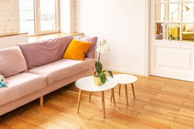 Moda mobilyaları ve büyük pencereleri olan İskandinav tasarım tarzında çok hafif ve ferah iki odalı bir daire. Gün boyunca sıcak renkler