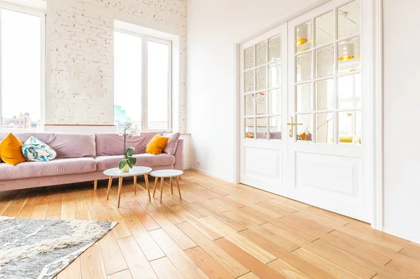 Very Light Spacious Two Rooms Apartment Scandinavian Design Style Fashion — Stock Photo, Image