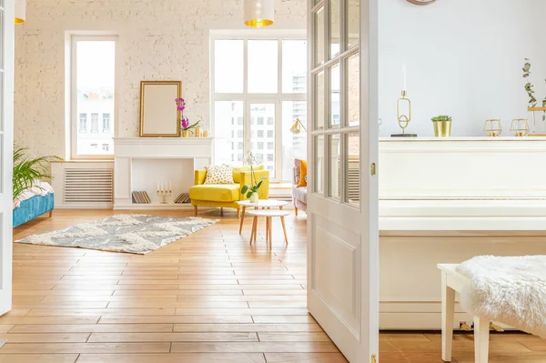 Muy Luminoso Esparcio Apartamento Dos Habitaciones Estilo Escandinavo Con Muebles — Foto de Stock