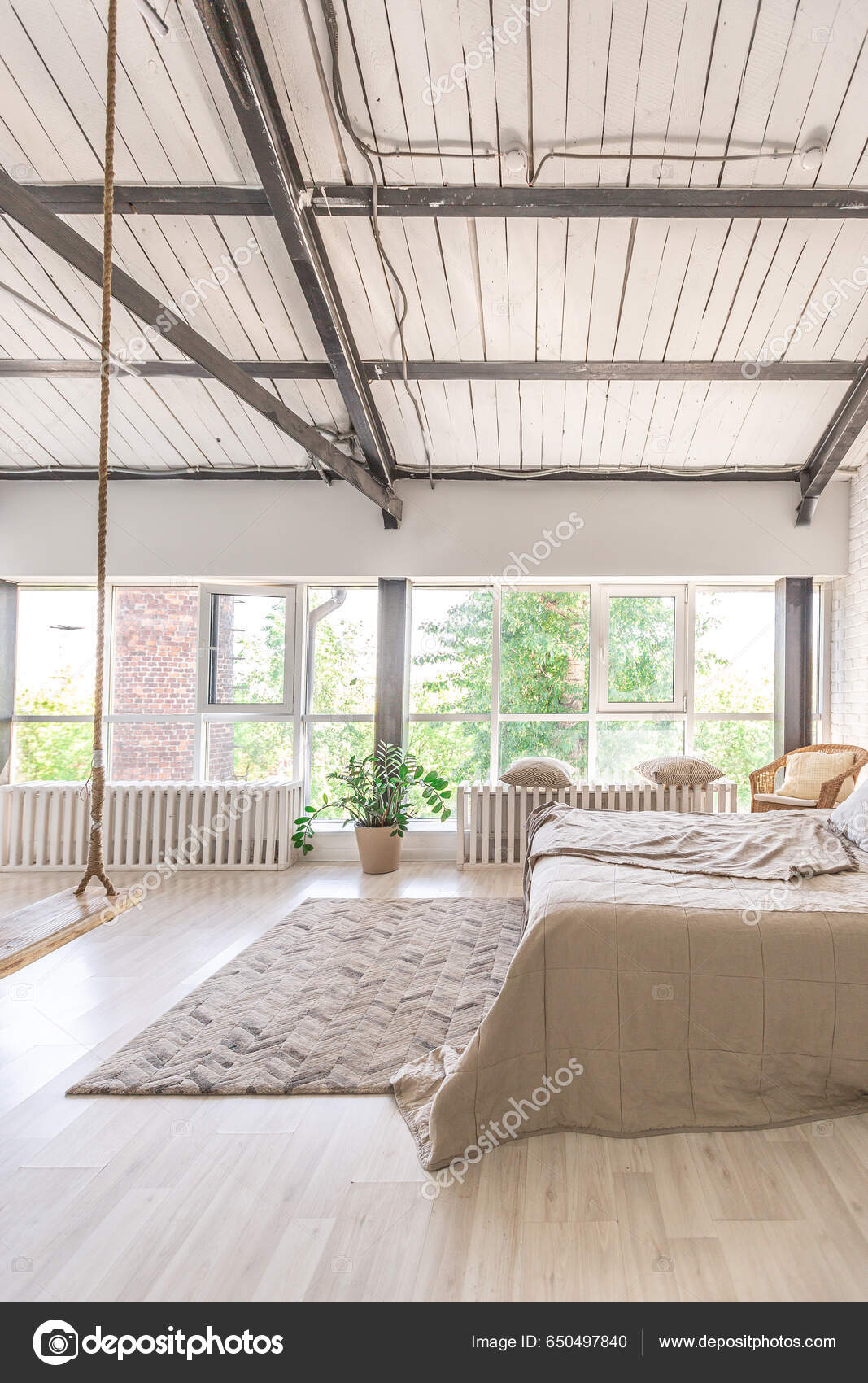 Design Quarto Luxo Uma Casa Campo Rústica Estilo Minimalista Paredes — Foto  © 4595886 #650497840, image size:1067x1700