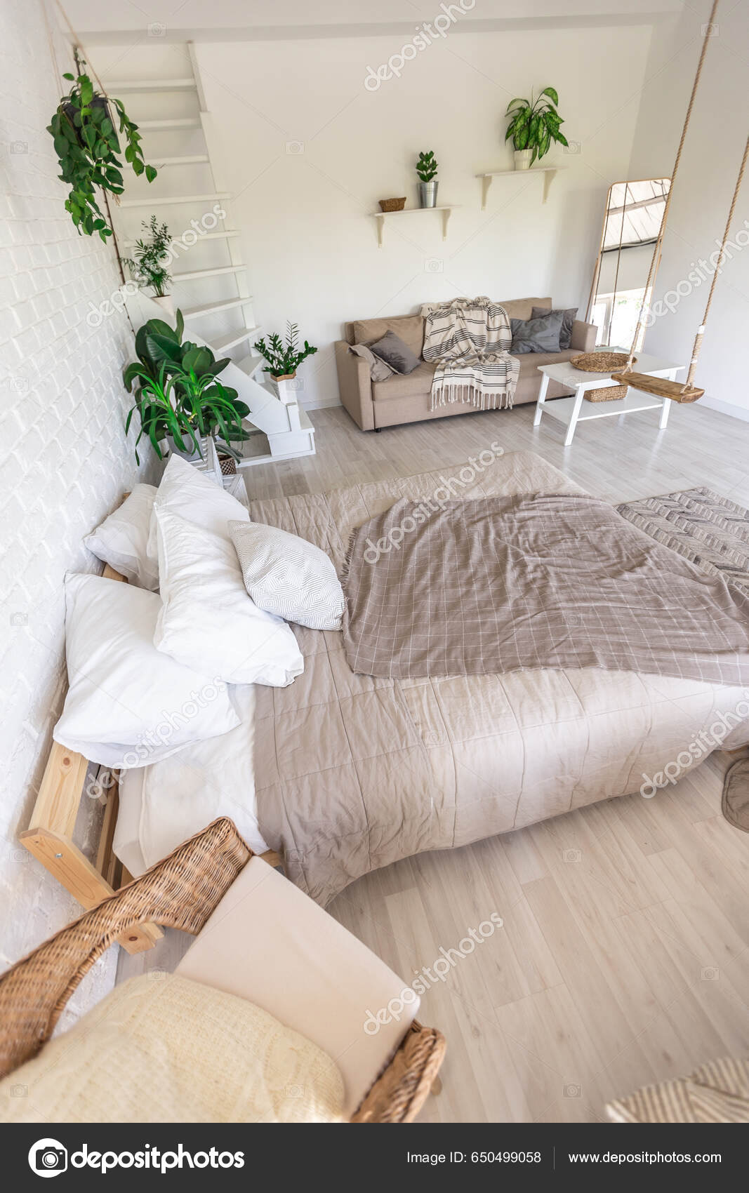 Design Quarto Luxo Uma Casa Campo Rústica Estilo Minimalista Paredes — Foto  © 4595886 #650499058, image size:1067x1700