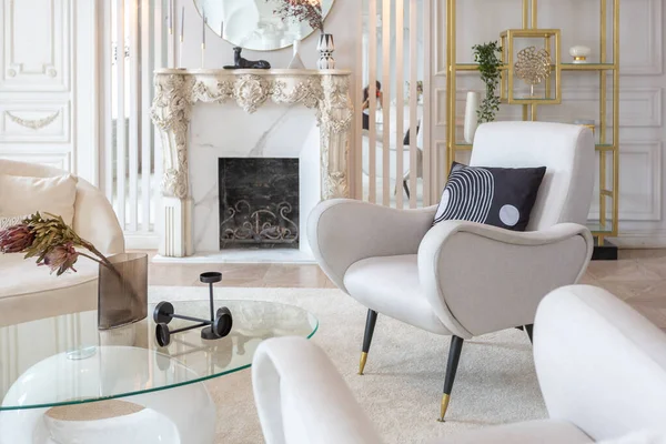 Rich Luxurious Interior Cozy Room Modern Stylish Furniture Grand Piano — Stock Photo, Image