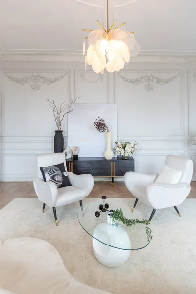 Rico Interior Luxuoso Quarto Acolhedor Com Mobiliário Moderno Elegante Piano — Fotografia de Stock