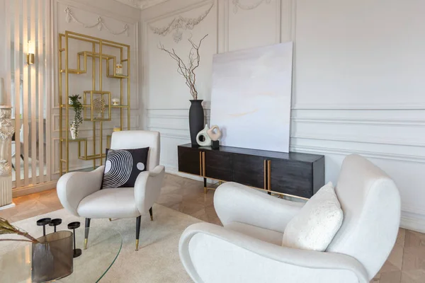 Riche Intérieur Luxueux Une Chambre Confortable Avec Mobilier Moderne Élégant — Photo