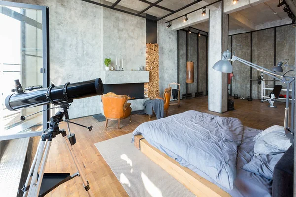 Luxe Studio Appartement Met Een Gratis Indeling Een Loft Stijl — Stockfoto