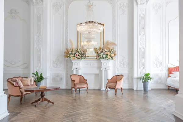 Koninklijke Barokke Stijl Luxe Chique Interieur Van Grote Kamer Extra — Stockfoto