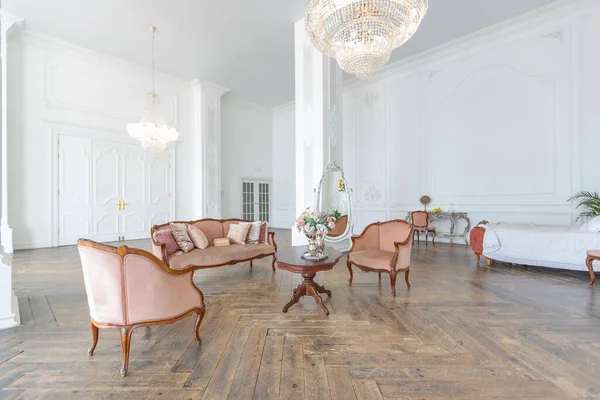 Koninklijke Barokke Stijl Luxe Chique Interieur Van Grote Kamer Extra — Stockfoto