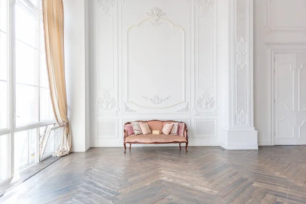 Királyi Barokk Stílusú Luxus Flancos Belső Nagy Szoba Extra Fehér — Stock Fotó