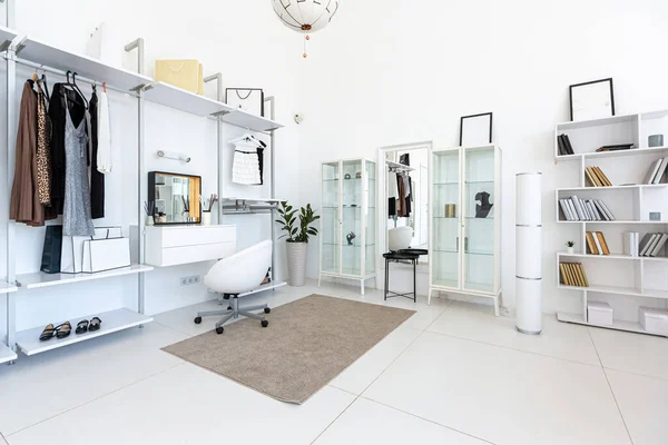 Luxo Acolhedor Design Interiores Moderno Apartamento Estúdio Cores Extra Brancas — Fotografia de Stock