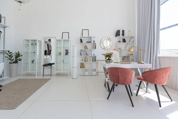 Gezellige Luxe Modern Interieur Van Een Studio Appartement Extra Witte — Stockfoto