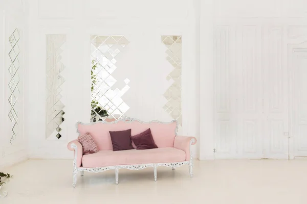 Luxus Zarten Interieur Des Wohn Und Schlafzimmers Hellen Farben Mit — Stockfoto