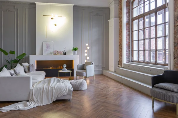 Minimalistisch Interieur Van Een Ultra Modern Open Appartement Met Witte — Stockfoto