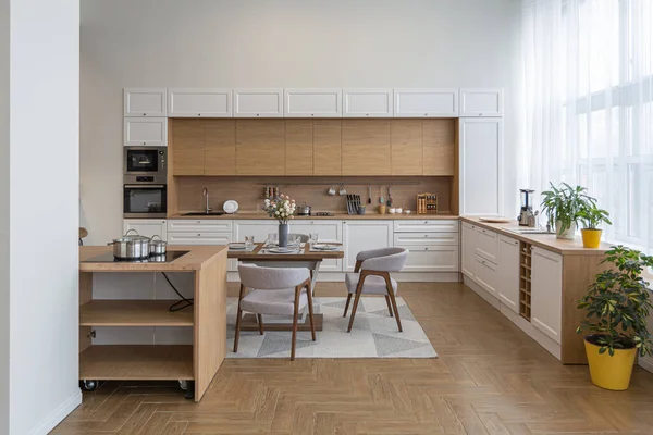 Design Degli Interni Moderno Minimalista Enorme Appartamento Luminoso Con Piano — Foto Stock