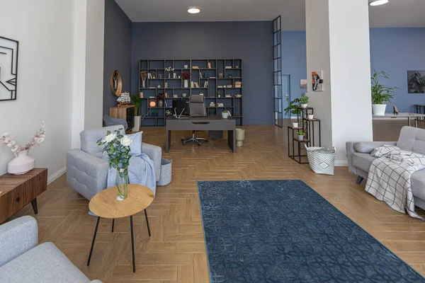 Minimalistický Moderní Design Interiéru Obrovský Světlý Byt Otevřeným Plánem Skandinávském — Stock fotografie