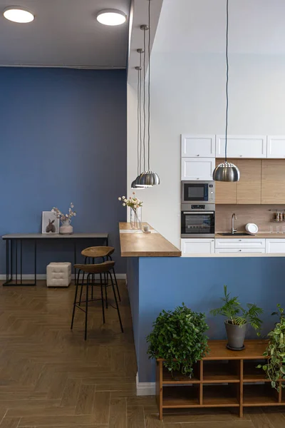 Desain Interior Modern Minimalis Apartemen Cerah Besar Dengan Rencana Terbuka — Stok Foto