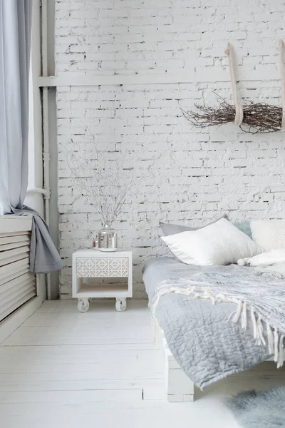 Spacious Stylish Modern Trendy Loft Apartment White Light Colors Large — Stock Photo, Image