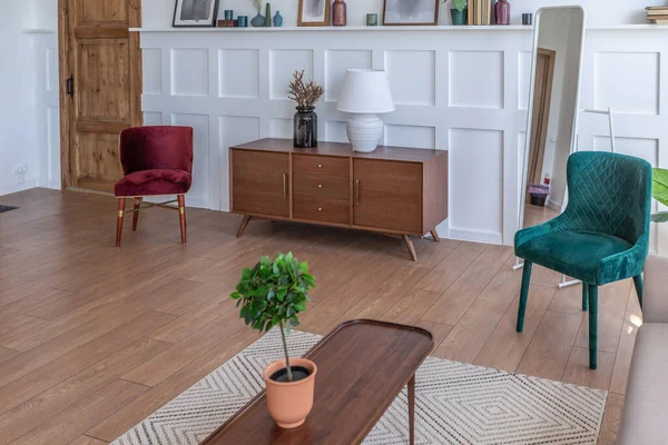 Apartamento Estudio Vintage Interior Colores Claros Estilo Antiguo Enorme Habitación — Foto de Stock