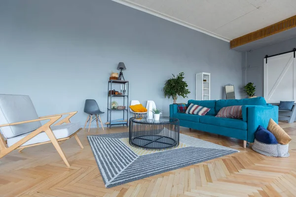 Elegante Criativo Moderno Interior Moda Espaçoso Estúdio Estilo Escandinavo Plano — Fotografia de Stock