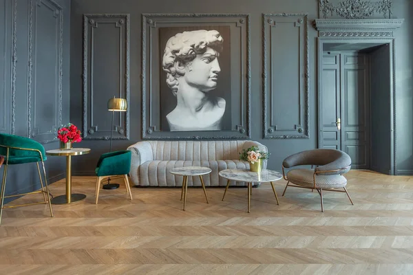 Elegante Interior Habitación Estilo Renacentista Del Siglo Xix Con Muebles — Foto de Stock