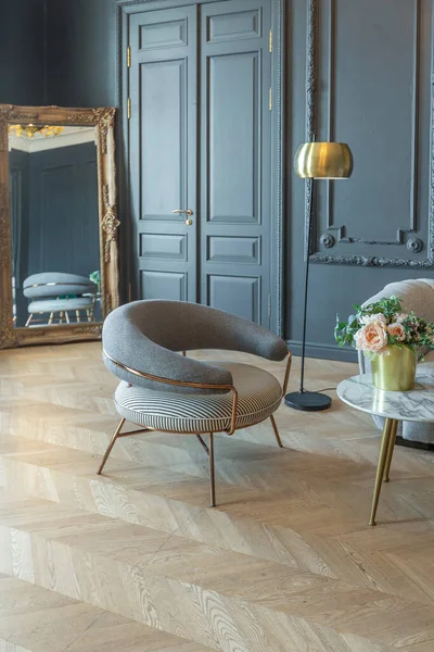 Interior Chique Quarto Estilo Renascentista Século Com Mobiliário Luxo Moderno — Fotografia de Stock