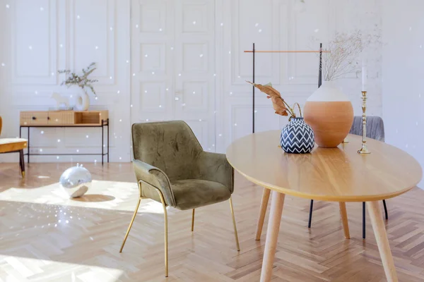 Design Interiores Luxo Luz Moderna Caro Uma Espaçosa Sala Estar — Fotografia de Stock
