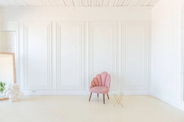 Delicado Acolhedor Interior Luz Sala Estar Com Mobiliário Moderno Elegante — Fotografia de Stock
